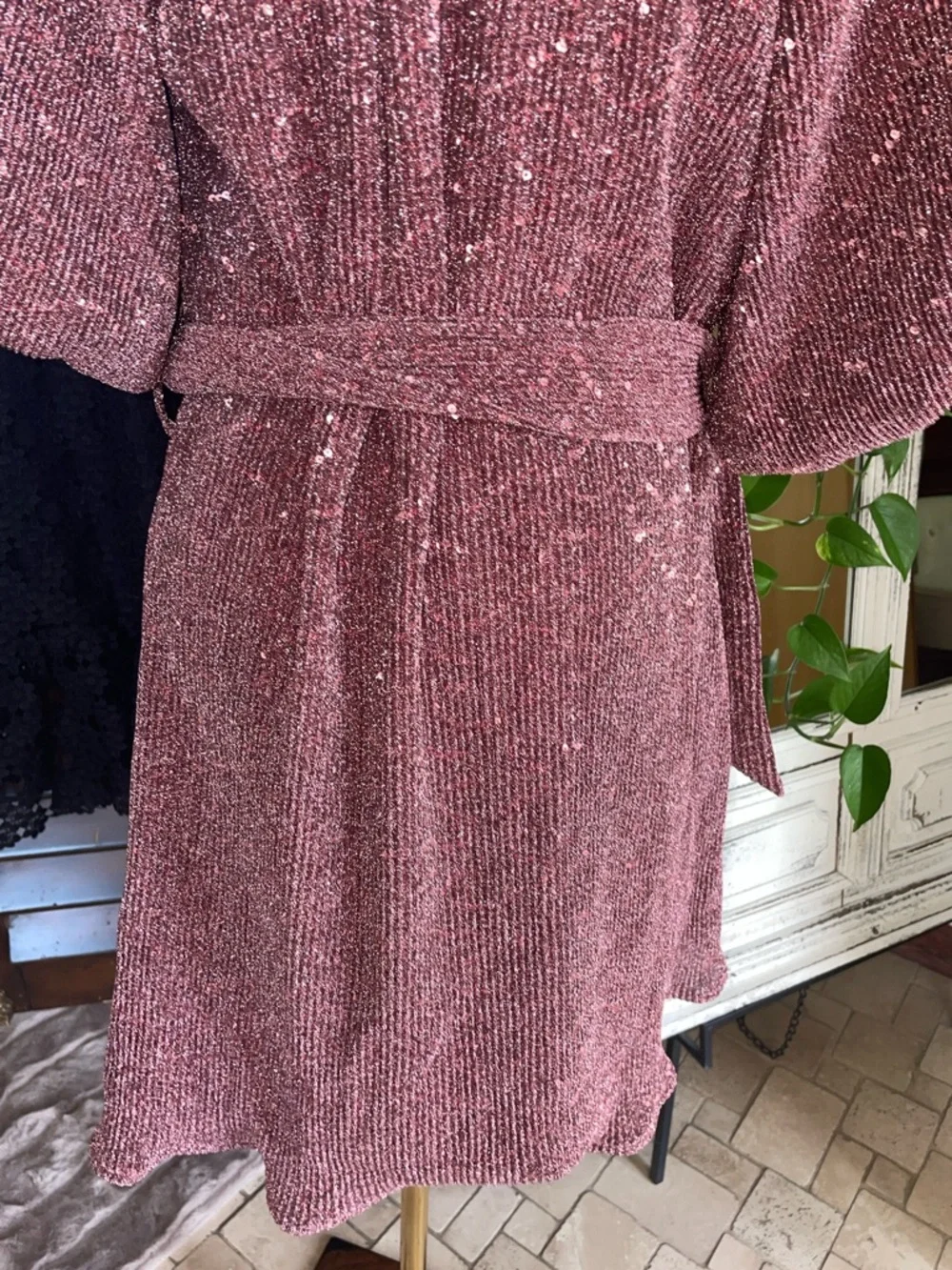 CIEBON Metallic Knit Nordstrom Sparkling Rose Pink Sequin Dress Medium Current - Picture 12 of 13